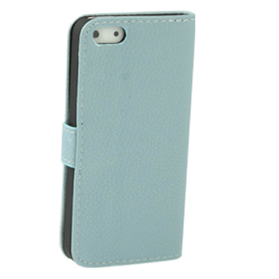 Litchi Texture Horizontal Holder Leather Case for iPhone 5 & 5s & SE & SE  (Baby Blue)