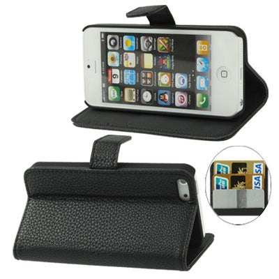 Litchi Texture Horizontal with Credit Card Slots & Holder Leather Case for iPhone 5 & 5s & SE & SE