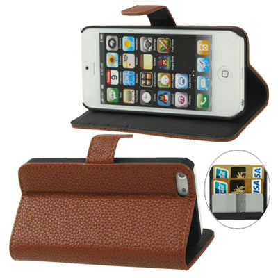 Litchi Texture Horizontal with Credit Card Slots & Holder Leather Case for iPhone 5 & 5s & SE & SE