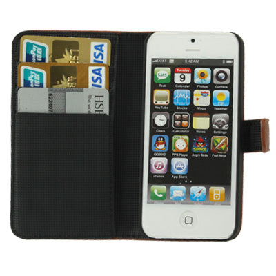 Litchi Texture Horizontal with Credit Card Slots & Holder Leather Case for iPhone 5 & 5s & SE & SE