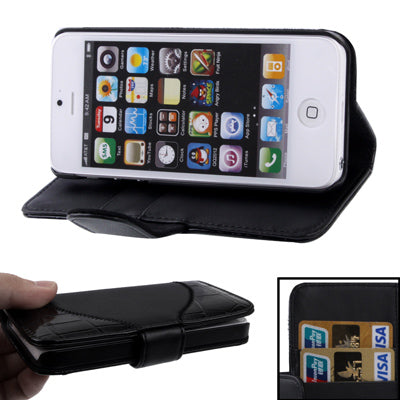 Leather Case with Credit Card Slots & Holder for iPhone 5