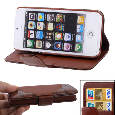 Leather Case with Credit Card Slots & Holder for iPhone 5