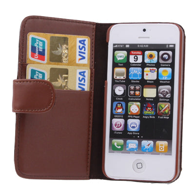 Leather Case with Credit Card Slots & Holder for iPhone 5