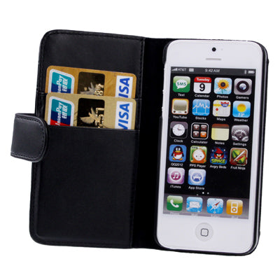 Leather Case with Credit Card Slots & Holder for iPhone 5