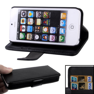 Litchi Texture Leather Case with Credit Card Slots & Holder for iPhone 5