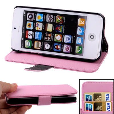 Litchi Texture Leather Case with Credit Card Slots & Holder for iPhone 5