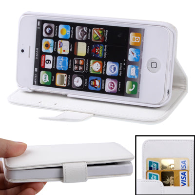 Litchi Texture Leather Case with Credit Card Slots & Holder for iPhone 5
