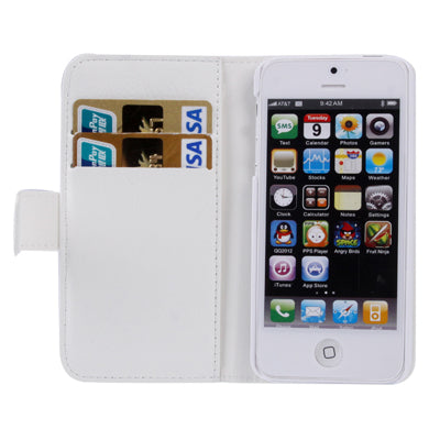 Litchi Texture Leather Case with Credit Card Slots & Holder for iPhone 5