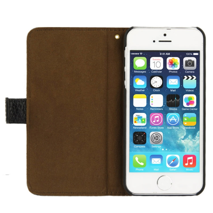 Litchi Texture Flip Top-grain Genuine Leather Case for iPhone 5 & 5s & SE & SE