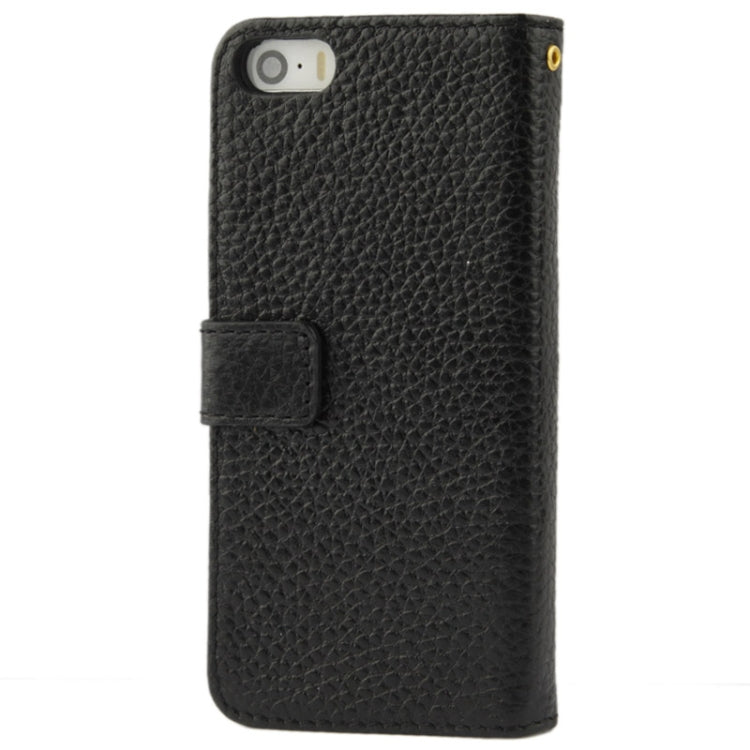 Litchi Texture Flip Top-grain Genuine Leather Case for iPhone 5 & 5s & SE & SE