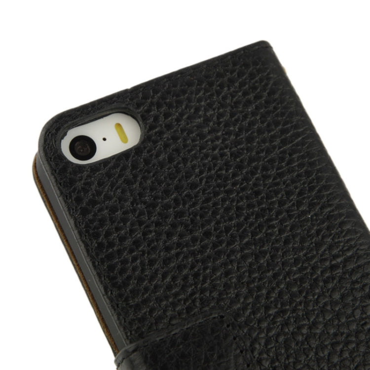 Litchi Texture Flip Top-grain Genuine Leather Case for iPhone 5 & 5s & SE & SE
