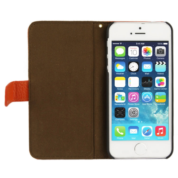 Litchi Texture Flip Top-grain Genuine Leather Case for iPhone 5 & 5s & SE & SE