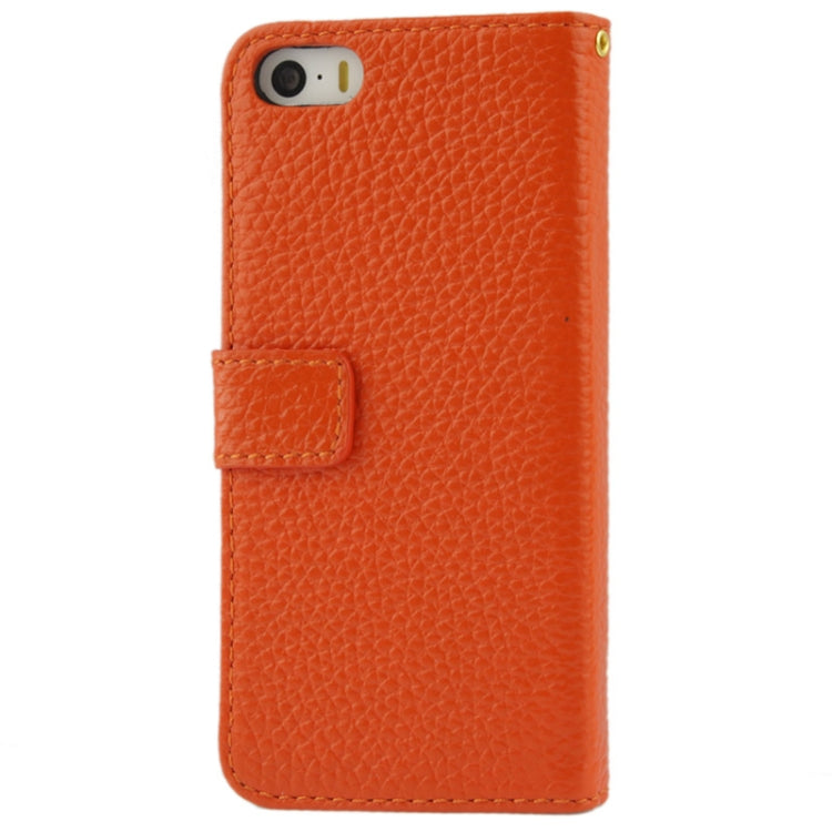 Litchi Texture Flip Top-grain Genuine Leather Case for iPhone 5 & 5s & SE & SE
