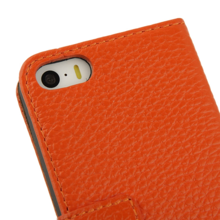Litchi Texture Flip Top-grain Genuine Leather Case for iPhone 5 & 5s & SE & SE