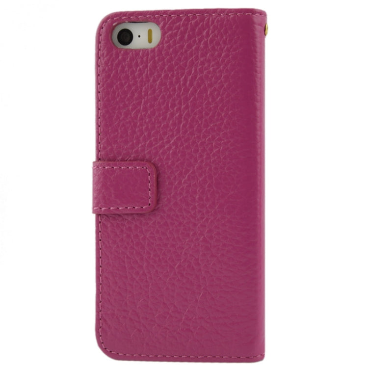 Litchi Texture Flip Top-grain Genuine Leather Case for iPhone 5 & 5s & SE & SE