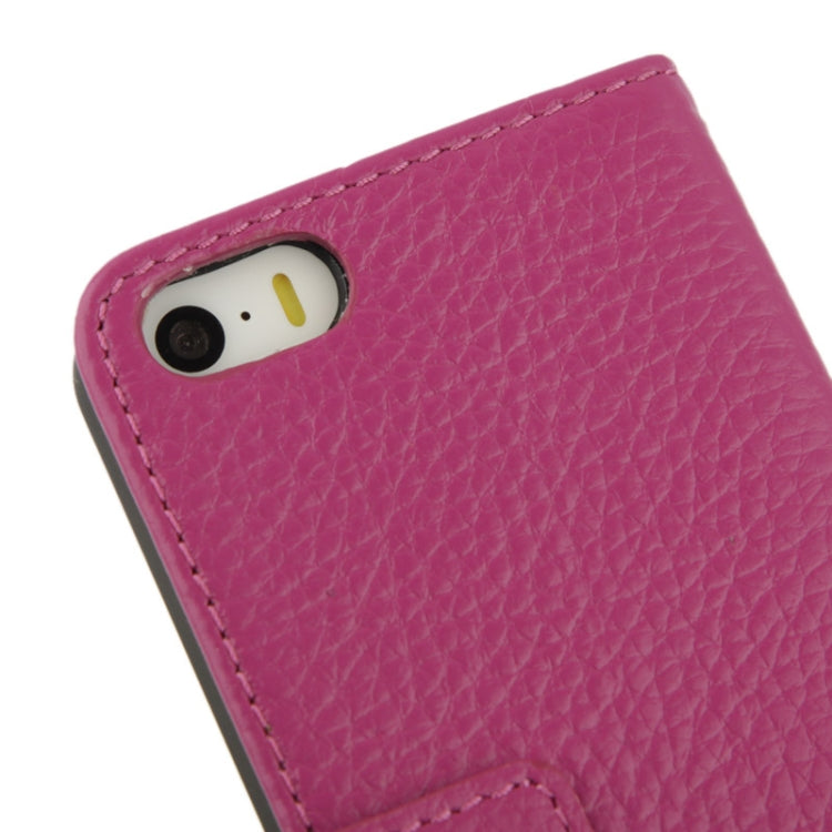 Litchi Texture Flip Top-grain Genuine Leather Case for iPhone 5 & 5s & SE & SE