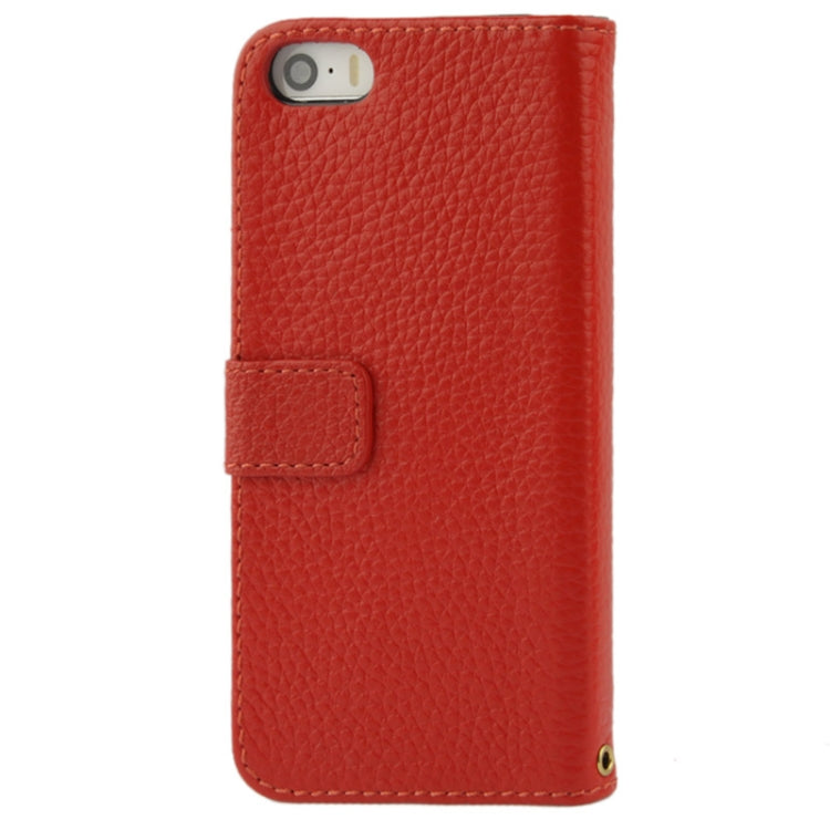 Litchi Texture Flip Top-grain Genuine Leather Case for iPhone 5 & 5s & SE & SE