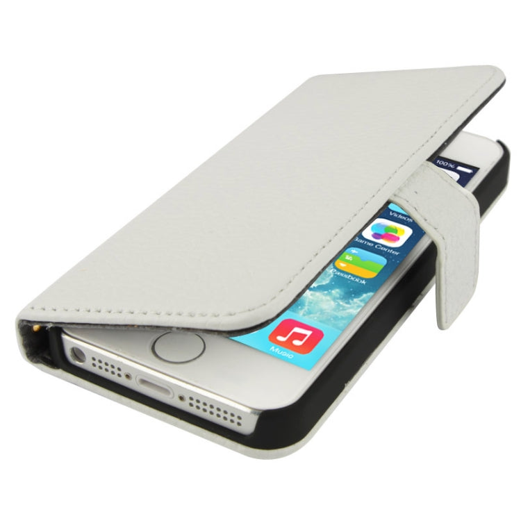 Litchi Texture Flip Top-grain Genuine Leather Case for iPhone 5 & 5s & SE & SE