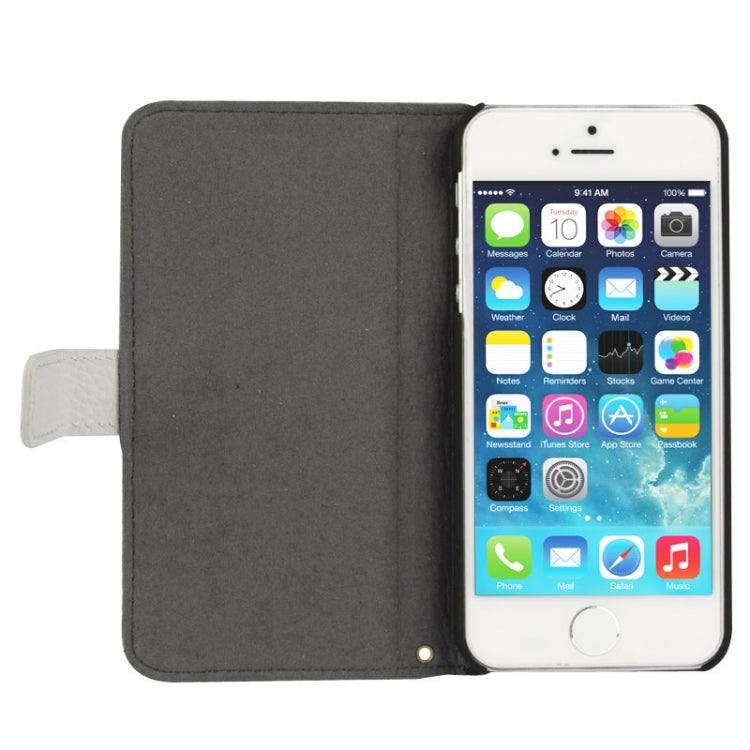 Litchi Texture Flip Top-grain Genuine Leather Case for iPhone 5 & 5s & SE & SE