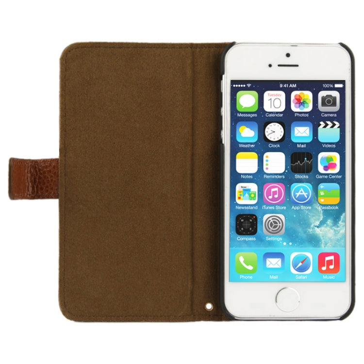 Litchi Texture Flip Top-grain Genuine Leather Case for iPhone 5 & 5s & SE & SE