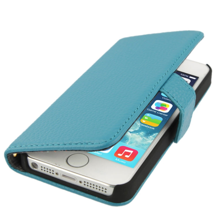 Litchi Texture Flip Top-grain Genuine Leather Case for iPhone 5 & 5s & SE & SE