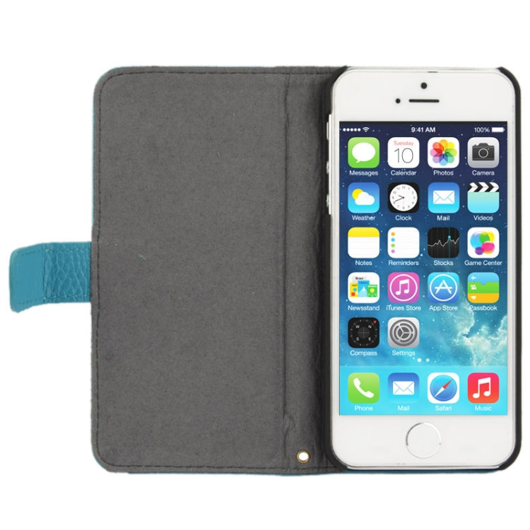 Litchi Texture Flip Top-grain Genuine Leather Case for iPhone 5 & 5s & SE & SE