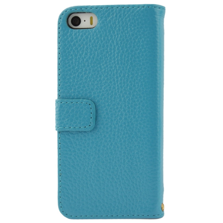 Litchi Texture Flip Top-grain Genuine Leather Case for iPhone 5 & 5s & SE & SE