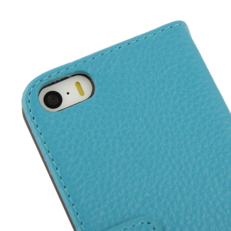 Litchi Texture Flip Top-grain Genuine Leather Case for iPhone 5 & 5s & SE & SE