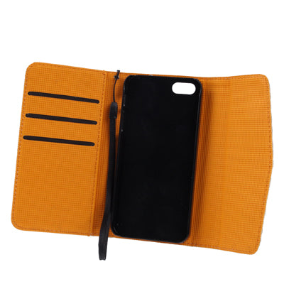 Leopard Texture Leather Case with Credit Card Slot & Lanyard for iPhone 5