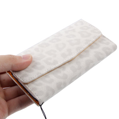 Leopard Texture Leather Case with Credit Card Slot & Lanyard for iPhone 5