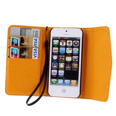 Leopard Texture Leather Case with Credit Card Slot & Lanyard for iPhone 5