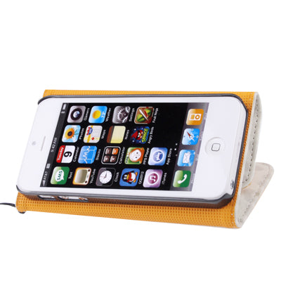Leopard Texture Leather Case with Credit Card Slot & Lanyard for iPhone 5