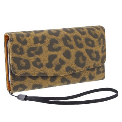 Leopard Texture Leather Case with Credit Card Slot & Lanyard for iPhone 5