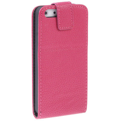 Litchi Texture Leather Case with Holder for iPhone 5 & 5s & SE & SE (Magenta)