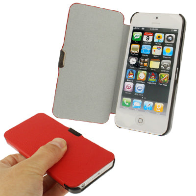Litchi Texture Ultra-thin Flip Leather Case + Plastic Case for iPhone 5 & 5s & SE & SE (Red)