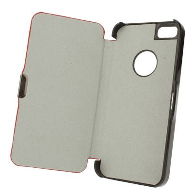 Litchi Texture Ultra-thin Flip Leather Case + Plastic Case for iPhone 5 & 5s & SE & SE (Red)