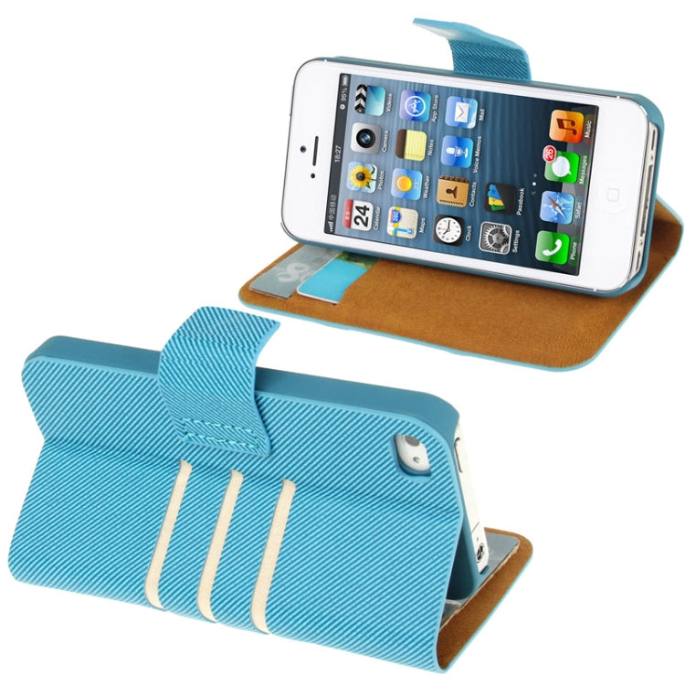 Twill Magnetic Clasp Flip Leather Case with Credit Slot for iPhone 5 & 5s & SE & SE