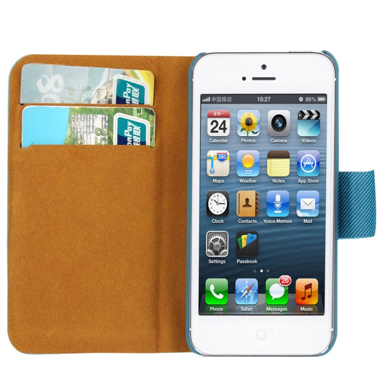 Twill Magnetic Clasp Flip Leather Case with Credit Slot for iPhone 5 & 5s & SE & SE