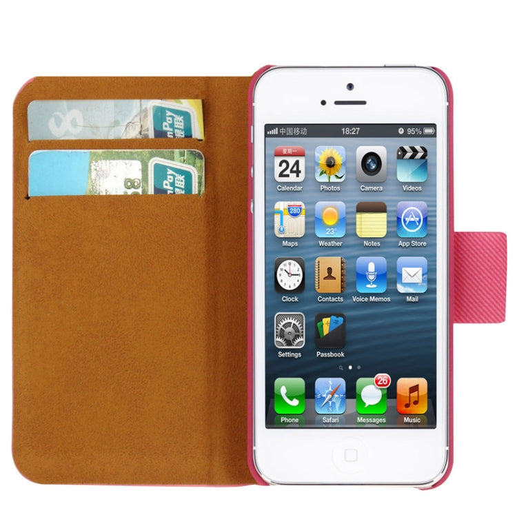 Twill Magnetic Clasp Flip Leather Case with Credit Slot for iPhone 5 & 5s & SE & SE
