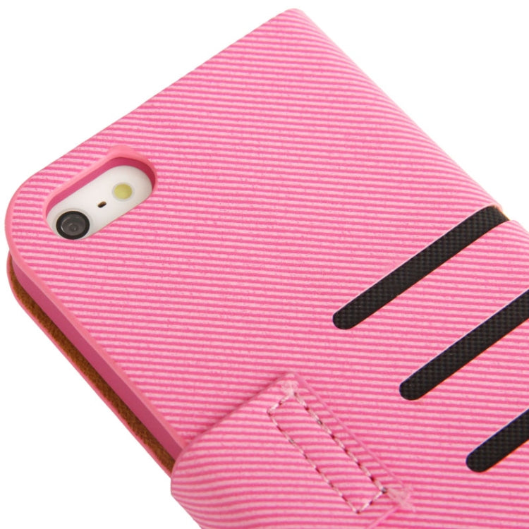 Twill Magnetic Clasp Flip Leather Case with Credit Slot for iPhone 5 & 5s & SE & SE