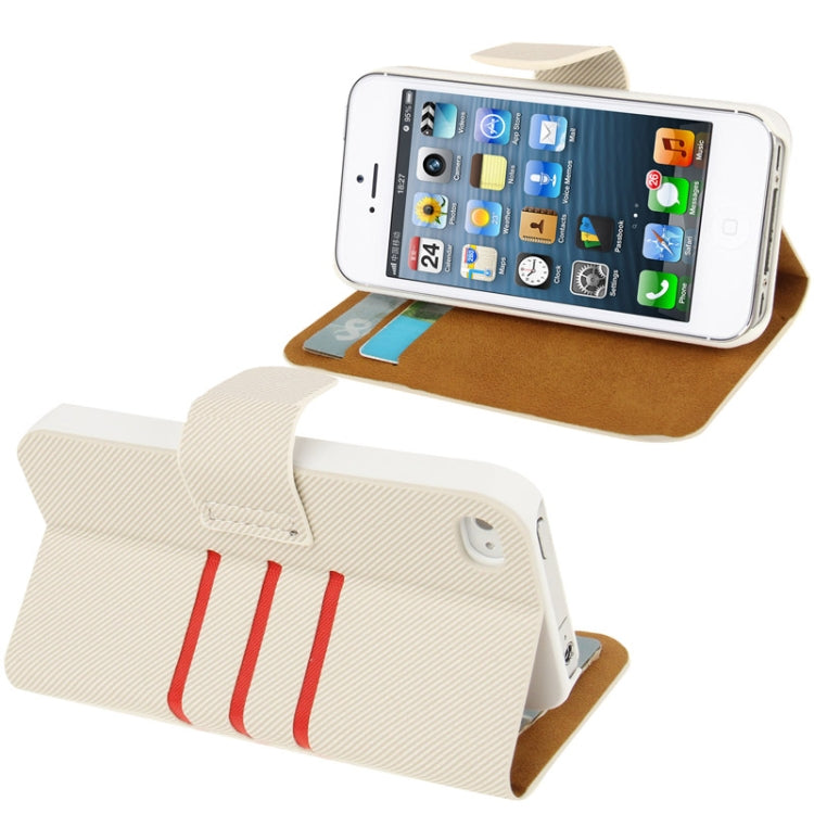 Twill Magnetic Clasp Flip Leather Case with Credit Slot for iPhone 5 & 5s & SE & SE