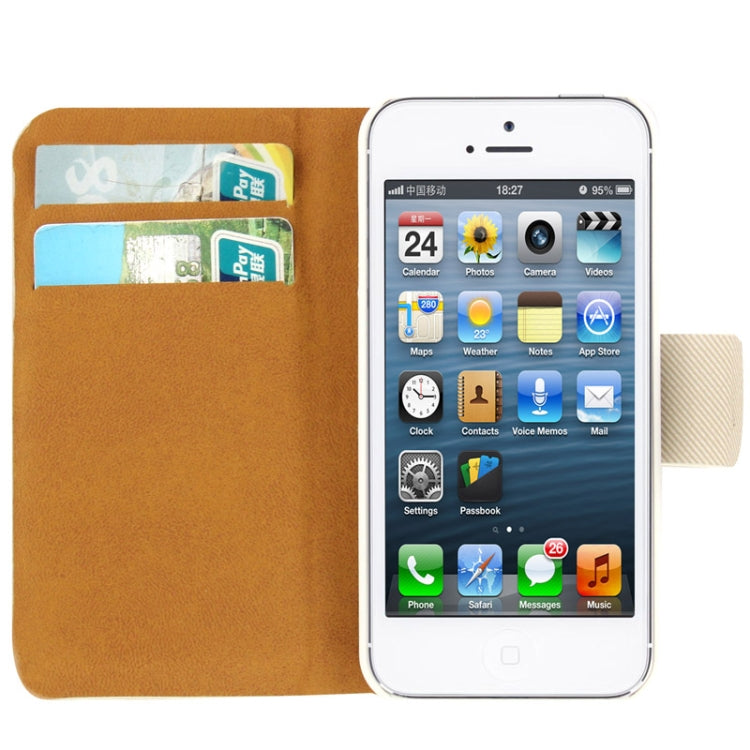 Twill Magnetic Clasp Flip Leather Case with Credit Slot for iPhone 5 & 5s & SE & SE
