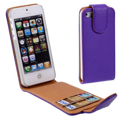 Litchi  Texture Leather Case with Credit Card Slots for iPhone 5