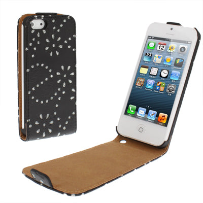Diamond Flower Texture Up and Down Open Flip Leather Case for iPhone 5 & 5s & SE & SE