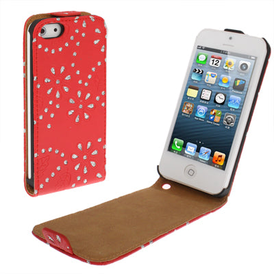 Diamond Flower Texture Up and Down Open Flip Leather Case for iPhone 5 & 5s & SE & SE