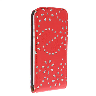 Diamond Flower Texture Up and Down Open Flip Leather Case for iPhone 5 & 5s & SE & SE