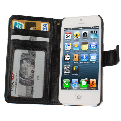 Flip Leather Case with Card Slots & Holder for iPhone 5 & 5s & SE & SE