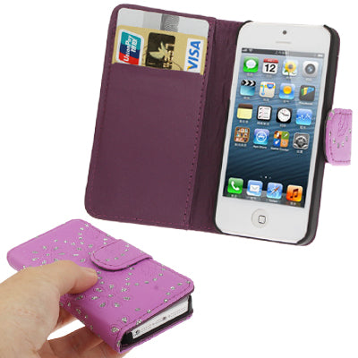 Diamond Flower Texture Flip Leather Case for iPhone 5 & 5s & SE & SE