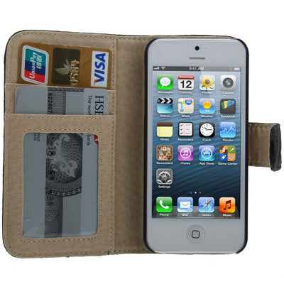 Horizontal Flip Soft Leather Case with Credit Card Slots & Holder for iPhone 5 & 5s & SE & SE