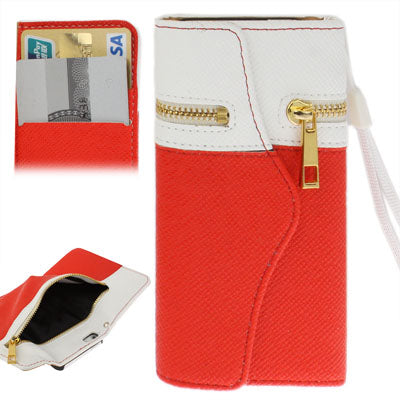 Zipper Double-open Style Leather Case with Credit Card Slot & Lanyard for iPhone 5 & 5s & SE & SE